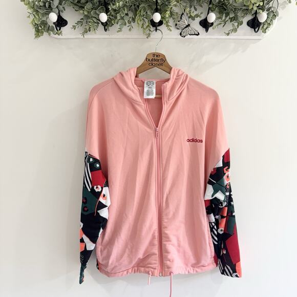 adidas Tops - Adidas farm rio campera hooded pink zip up hoodie sweatshirt Small KS
